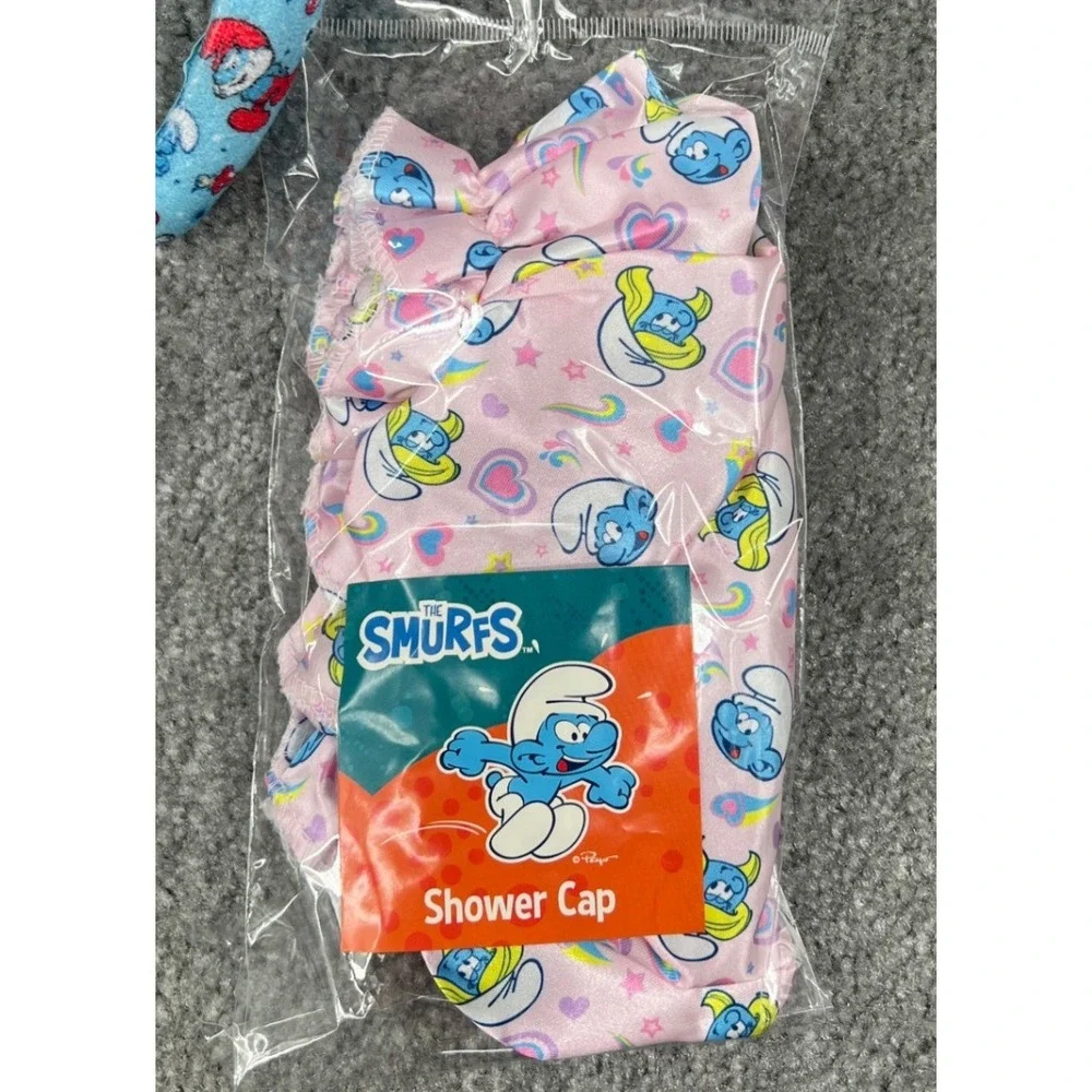 The Smurfs‎ Kids Bath Set Bundle Spa Headband Sponge Shower Cap NWT